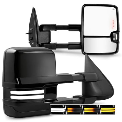 Black Tow Mirrors for 03-07 Chevy GMC Silverado Sierra Switchback Light - color: Black