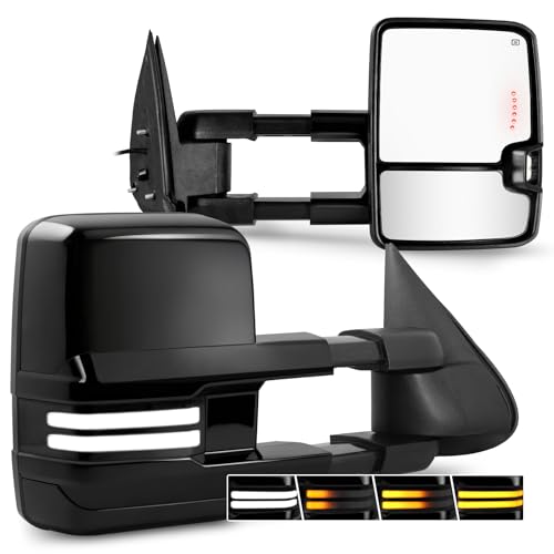 Black Tow Mirrors for 03-07 Chevy GMC Silverado Sierra Switchback Light - color: Black