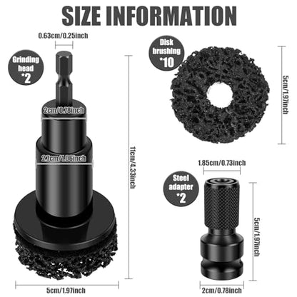 2 Set Wheel Hub Cleaning Tool, Rust Removal Kit for Brake Rotor & Wheel Studs, Wheel Hub Resurfacing Kit with 10 Grinding Pads, Fits 1/2" Impact Wrench & Drill, Car Maintenance Tool