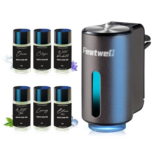 Featwell Car Air Freshener, Three Adjustable Modes Intelligent Aroma Diffuser, Rechargeable Car Diffuser Air Freshener, Grey - color: Grey