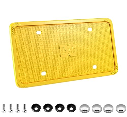 XCLPF Silicone Yellow License Plate Frame Covers 1 Pack- Front and Back Car Plate Bracket Holders. Rust-Proof, Rattle-Proof(Yellow) - color: 1 Pack Yellow