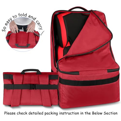 YOREPEK Carseat Travel Bag for Airplane, Padded Car Seat Travel Bag - color: Dark Red