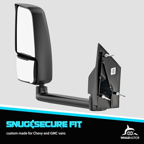 Passenger Side Tow Mirror Compatible with 2003-2019 Chevy Express/GMC Savana 1500 2500 3500, Right Side Manual Folding Adjustable Towing Van Mirrors Replacement