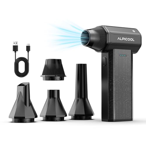 Alpicool Cordless Compressed Air Duster 150000 RPM Electric Air Duster, 3-Gear Adjustable Rechargeable Keyboard Cleaner, Portable Mini Blower for PC, Laptop, Car Interior, Office and Home Cleaning