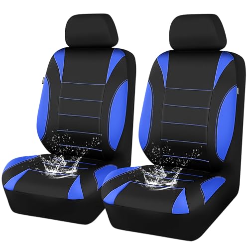 CAR PASS Neoprene Wetsuit Seat Covers, Waterproof Car Seat Covers Front with 5mm Composite EVA, Universal Fit for Car,Sedan SUV Trucks Anti Slip, Airbag Compatible(Black and Blue - color: Blue