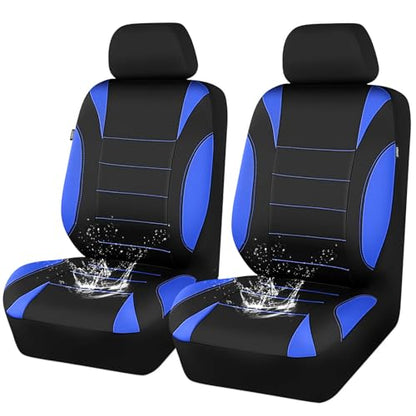 CAR PASS Neoprene Wetsuit Seat Covers, Waterproof Car Seat Covers Front with 5mm Composite EVA, Universal Fit for Car,Sedan SUV Trucks Anti Slip, Airbag Compatible(Black and Blue - color: Blue