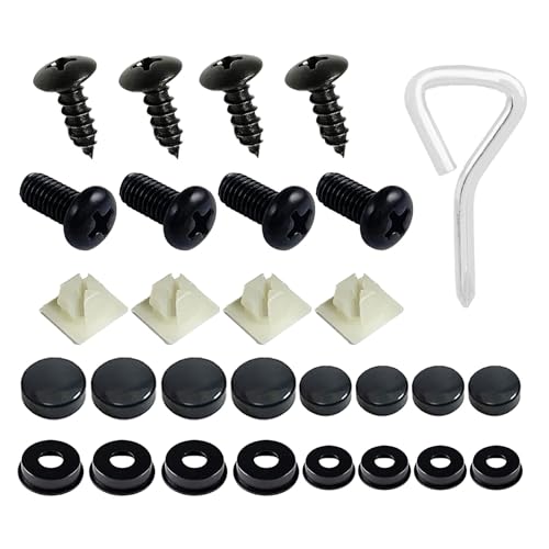 License Plate Screw Kit, Stainless Steel License Plate Screws Kit, License Plate Bolts, Caps Cover for Cars Front Rear Frame Holder on All Cars - color: Black3