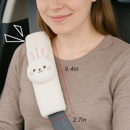 Zpana 2PCS Cute Bunny Car Seat Belt Cover, Plush Soft Vehicle Safety Strap Pad, Automotive Interior Shoulder Neck Seatbelt Cushion Protector Accessories, Universal for SUV, Sedan, Truck - size: Bunny