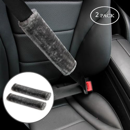 Amooca 2-Pack Soft Furry Universal Seatbelt Cover Car Shoulder Pad - color: Dark Gray, size: 10.5in 2pack