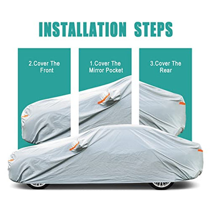 GUNHYI Hatchback Car Cover Waterproof All Weather, 6 Layers Heavy Duty Full Exterior Cover Universal fit vw Golf, Honda Fit, Kia Soul, Toyota Matrix, Nissan Leaf etc. Size H1 (See Size Chart) - color: Silver, size: H1