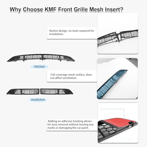 KMF Grille Mesh Inserts for 2019-2024 Tesla Model Y Accessories, ABS Front Air Inlet Vent Grille Cover Detachable Replacement with Insect Protection,Model Y Grill Mesh - size: for 2019-2024 Tesla Model Y