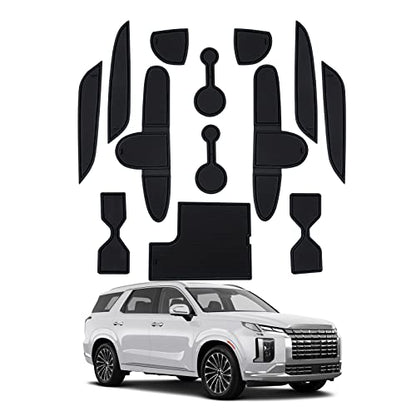 SHAOHAO for 2024 2025 Hyundai Palisade Door Slot Mats 2025 Palisade Cup Holder Insert 2023 2024 2025 Hyundai Palisade SE/SEL/XRT/Limited/Calligraphy Console Mat Palisade 2023 2024 2025 Accessories Mat - color: Black