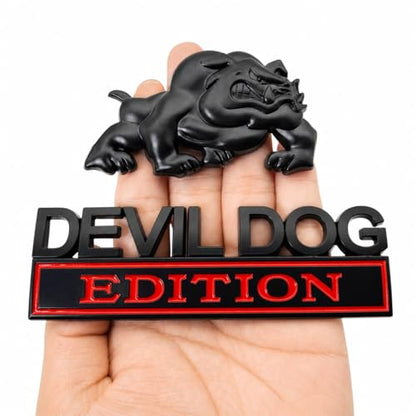 1Set Navy Devil Dog Bulldog 3D Metal Emblem Badge – Zinc Alloy Tailgate/Bumper/Fenders Decal for Car, Truck, SUV – Waterproof & Rustproof Nameplate Sticker Black/Red - color: Black/Red
