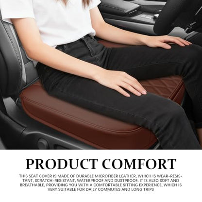 Leather Front Car Seat Cover, Anti-Slip Car Seat Bottom Covers, Full Wrapped Bottom Seat Protectors with Storage Pocket, Universal Comfortable Seat Cushion Fit Vehicles SUVs Trucks (Coffee) - color: Coffee
