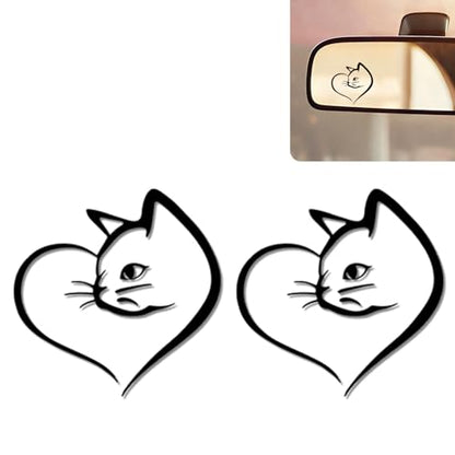 2PCS Car Mirror Decal Rearview Vinyl Stickers and Decal Car Accessories (Cat Heart) - color: Cat Heart
