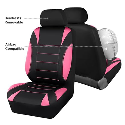 CAR PASS Waterproof Car Seat Covers Front Seats Only with 5mm Composite EVA, Neoprene Car Seat Cover Separate Headrest Cover, Quick Setup Universal Fit for Car SUV Trucks,Airbag Compatible Black Pink - color: Pink Black