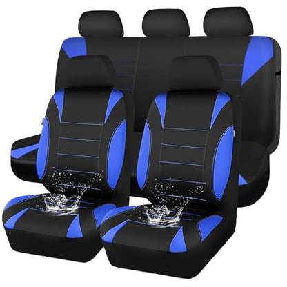 CAR PASS Neoprene Wetsuit Seat Covers, Waterproof Car Seat Covers Full Sets with 5mm Composite EVA, Universal Fit for Car Sedan, SUV Trucks Anti Slip with Airbag Compatible(Black Blue - color: Black blue