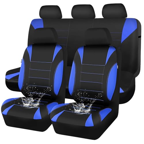 CAR PASS Neoprene Wetsuit Seat Covers, Waterproof Car Seat Covers Full Sets with 5mm Composite EVA, Universal Fit for Car Sedan, SUV Trucks Anti Slip with Airbag Compatible(Black Blue - color: Black blue