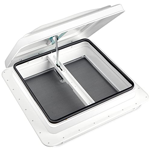 Livpow RV or Trailer Roof Vent - Manual 14" x 14" - style: VENT-WHITE