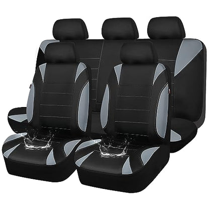 CAR PASS Waterproof Car Seat Covers Full Sets, Universal Fit Seat Covers for Cars, EVA Neoprene Seat Cover Set Full Sets, Interior Covers for Auto SUV,Vans,sedans, Trucks,(Black and Gray) - color: Black and Gray Full Sets