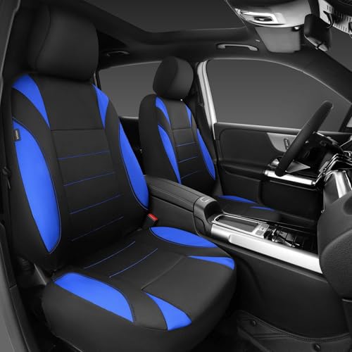 CAR PASS Neoprene Wetsuit Seat Covers, Waterproof Car Seat Covers Full Sets with 5mm Composite EVA, Universal Fit for Car Sedan, SUV Trucks Anti Slip with Airbag Compatible(Black Blue - color: Black blue