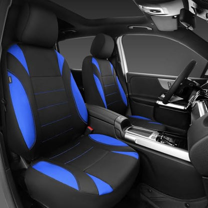 CAR PASS Neoprene Wetsuit Seat Covers, Waterproof Car Seat Covers Front with 5mm Composite EVA, Universal Fit for Car,Sedan SUV Trucks Anti Slip, Airbag Compatible(Black and Blue - color: Blue