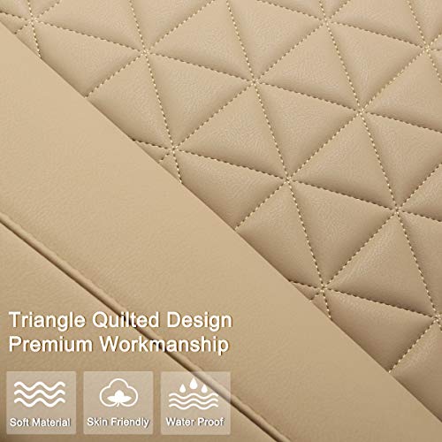 Black Panther Luxury PU Leather Rear Bench Car Seat Cover Adjustable Length (49-55'') Fits 90% Standard 5 Seats (Sedan SUV), for Seat Bottom Only, Triangle Quilting Design, Beige - color: Rear Beige