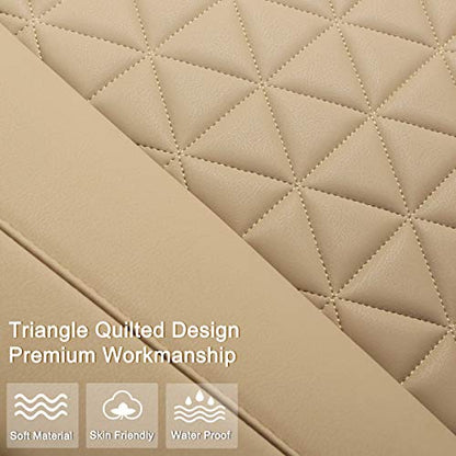 Black Panther Luxury PU Leather Rear Bench Car Seat Cover Adjustable Length (49-55'') Fits 90% Standard 5 Seats (Sedan SUV), for Seat Bottom Only, Triangle Quilting Design, Beige - color: Rear Beige