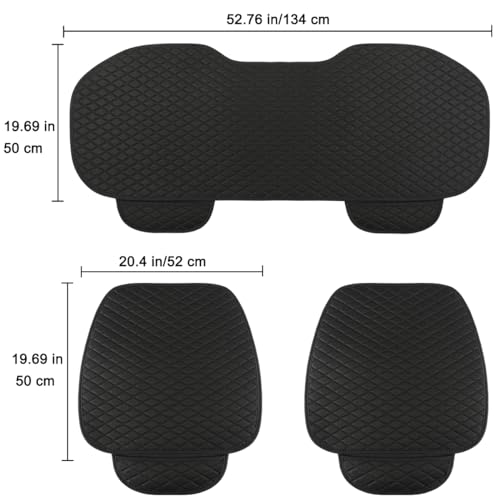 West Llama Linen Car Seat Covers,Bottom Seat Covers for Cars Include 1 Pair Front Driver Seat Pad Mat and 1 Rear Bench Cover Universal Fits 90% Vehicles,SUVs,Cars,Sedans(3Piece-Black) - color: Black, size: 2 Front Seat Covers+1 Rear Bench Seat Cover