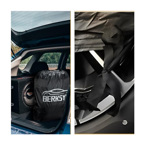 Fluorescent Strip Design Waterproof Car Cover Compatible for Honda Fit 2009-2020 All Weather 6 Layers Full Car Cover Safe Parking at Night with Storage Bag - size: Custom Fit Honda Fit