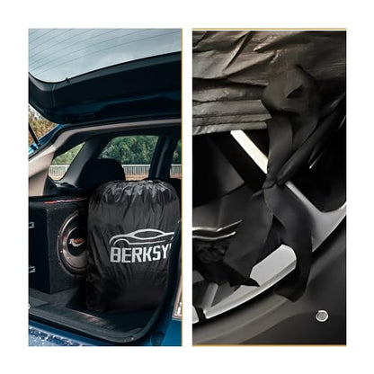 Fluorescent Strip Design Waterproof Car Cover Compatible for Honda Fit 2009-2020 All Weather 6 Layers Full Car Cover Safe Parking at Night with Storage Bag - size: Custom Fit Honda Fit