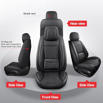 MIROZO Seat Covers Full Coverage,Leather Car Seat Cover for SUV Sedan Truck - color: Black, size: 5PCS Full Set