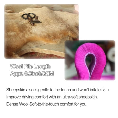 AOGELAN 2 Pack Fluffy Real Sheepskin Car Seat Belt Cover Pad Light Brown - color: Light Brown