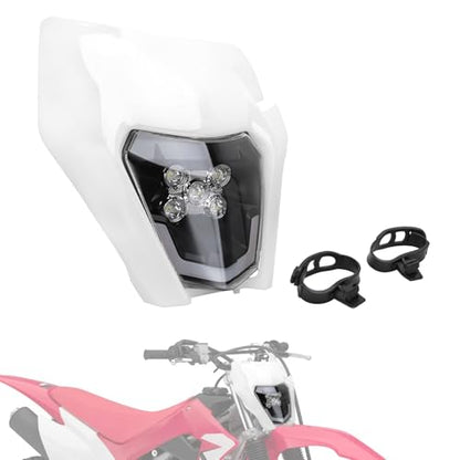 Dirt Bike Headlight 15-25W 13000lm LED Dirtbike Headlight Kit Pit Bike Lights Universal for Most Motorcycle Dirt Pit Bike Enduro ATV Supermoto Scooters White - color: white