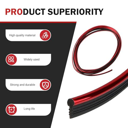 Car Interior Moulding Trim Strip, 32.8ft Electroplating Car Interior Filler Insert Strips for Door Dashboard, Molding Line, DIY Vehicle Interior Flexible Strip with Install Tool (Red)