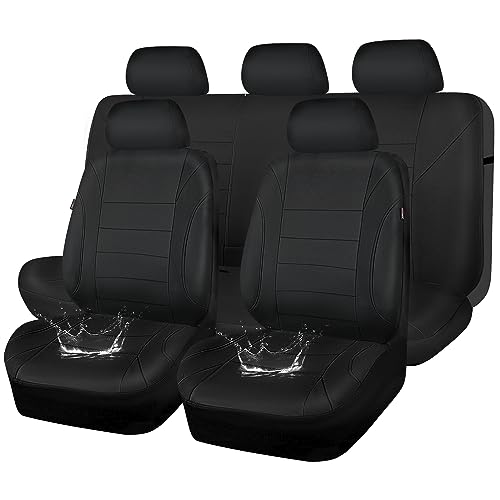 CAR PASS Neoprene Waterproof Seat Covers, Universal Fit Black Full Sets, Protective Interior Covers for Auto SUV, Vans, Sedans, Trucks - color: Black Full Sets