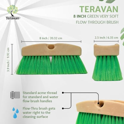 Teravan Green Flow Through Essential Flagged-End Brush Head, 8-Inch - size: 8 Inch