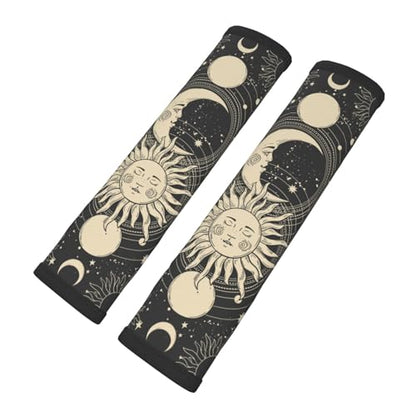 Vintage Sun Moon Stars 2PCS Car Seat Belt Cover – Super Soft Seatbelt Shoulder Protection Cushion, Comfortable Car Seat Belt Strap to Protect Your Neck and Shoulder