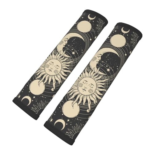 Vintage Sun Moon Stars 2PCS Car Seat Belt Cover – Super Soft Seatbelt Shoulder Protection Cushion, Comfortable Car Seat Belt Strap to Protect Your Neck and Shoulder