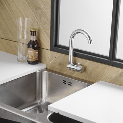 RV Sink Basin Faucet, Marine Cold Water Faucet, Kitchen Folding RV Replacement Accessories for Home Caravan Yacht Boat Camping Wall Mount or Deck Mount Chrome