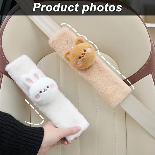 Zpana 2PCS Cute Bunny Car Seat Belt Cover, Plush Soft Vehicle Safety Strap Pad, Automotive Interior Shoulder Neck Seatbelt Cushion Protector Accessories, Universal for SUV, Sedan, Truck - size: Bunny
