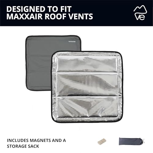 VanEssential Magnetic Insulated Blackout Roof Vent Cover Designed for (MaxxAir/Fantastic Fan) 16.5" x 16.5" - Reflective | Charcoal Gray - color: Reflective | Charcoal Gray