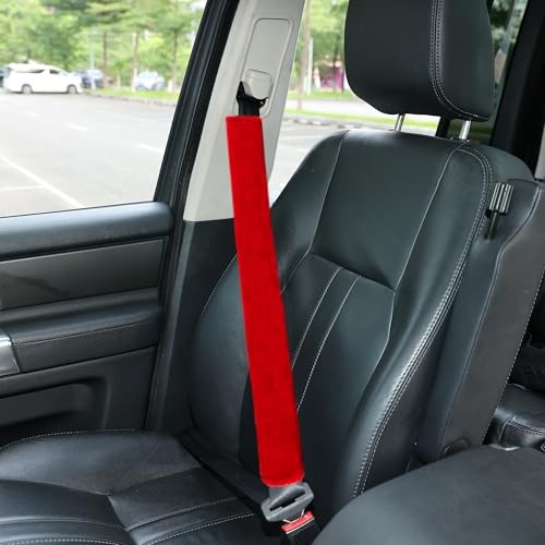Amooca 25.6in Extra Long Furry Universal Car Seatbelt Cover Shoulder Pad - color: Red, size: 25.6in 1pack