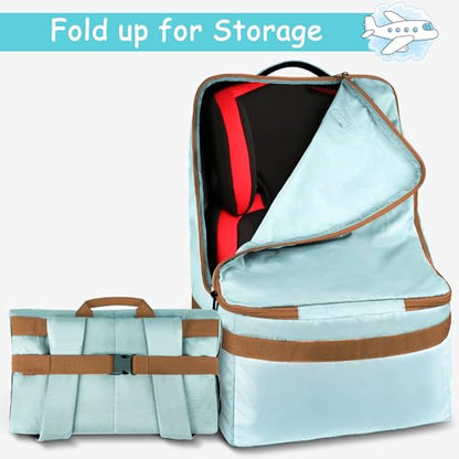 YOREPEK Padded Car Seat Travel Bag for Airplane, Baby Travel Essential - color: Light Cyan