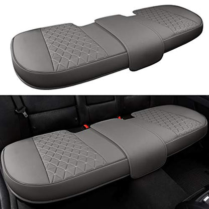 Black Panther Luxury PU Leather Rear Car Seat Cover Adjustable Length (49-55'') Back Bench Seat Protector Fits 90% Standard Two-seat Rear Row, for Seat Bottom Only, Triangle Quilted Design, Gray - color: Rear Gray