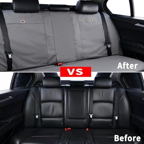 Coverado Universal Car Back Seat Covers - Canvas Rear Seat Cushions for Kids, Dogs & Most Vehicles - Gray - color: Gray, size: Rear