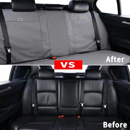 Coverado Universal Car Back Seat Covers - Canvas Rear Seat Cushions for Kids, Dogs & Most Vehicles - Gray - color: Gray, size: Rear