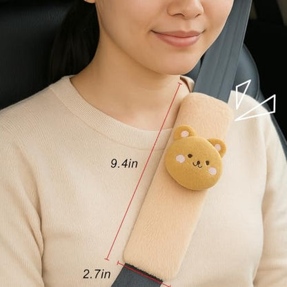 Zpana 2PCS Cute Bear Car Seat Belt Cover, Plush Soft Vehicle Safety Strap Pad, Automotive Interior Shoulder Neck Seatbelt Cushion Protector Accessories, Universal for SUV, Sedan, Truck - size: Bear