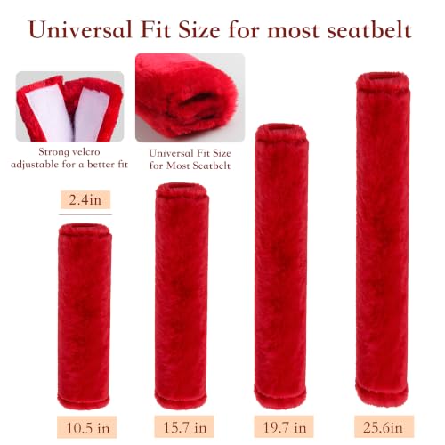 Amooca 15.7in Extra Long Furry Universal Car Seatbelt Cover Shoulder Pad - color: Red, size: 15.7in 1pack