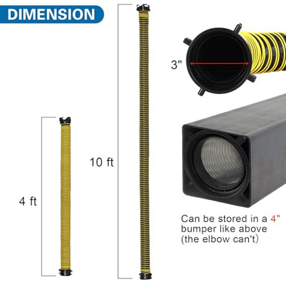 10FT RV Sewer Hose with Bayonet Fittings and 4-in-1 Adapter Elbow - color: Yellow, size: 10FT